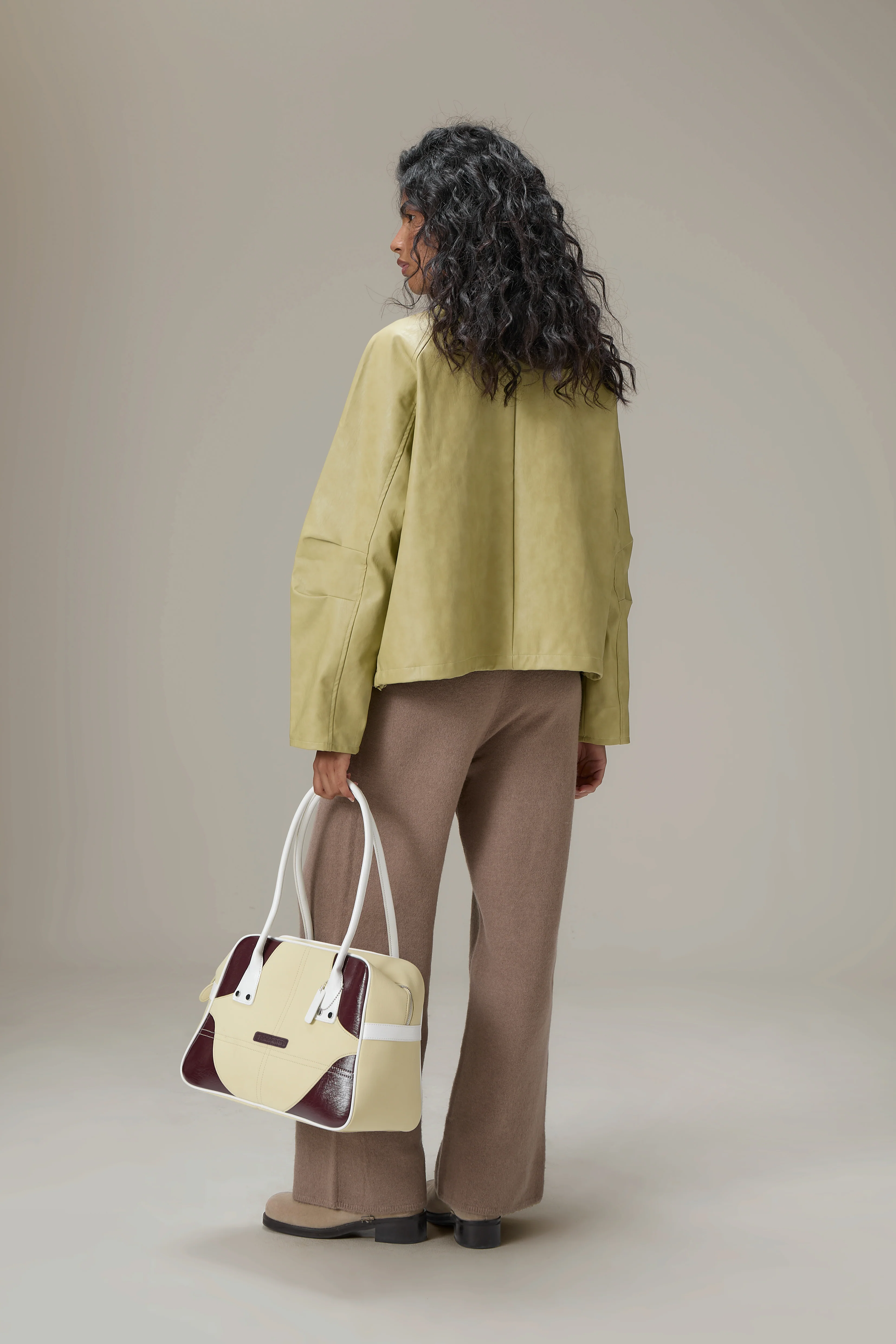 Bramley Faux Leather Jacket in Apple Green - Image 6