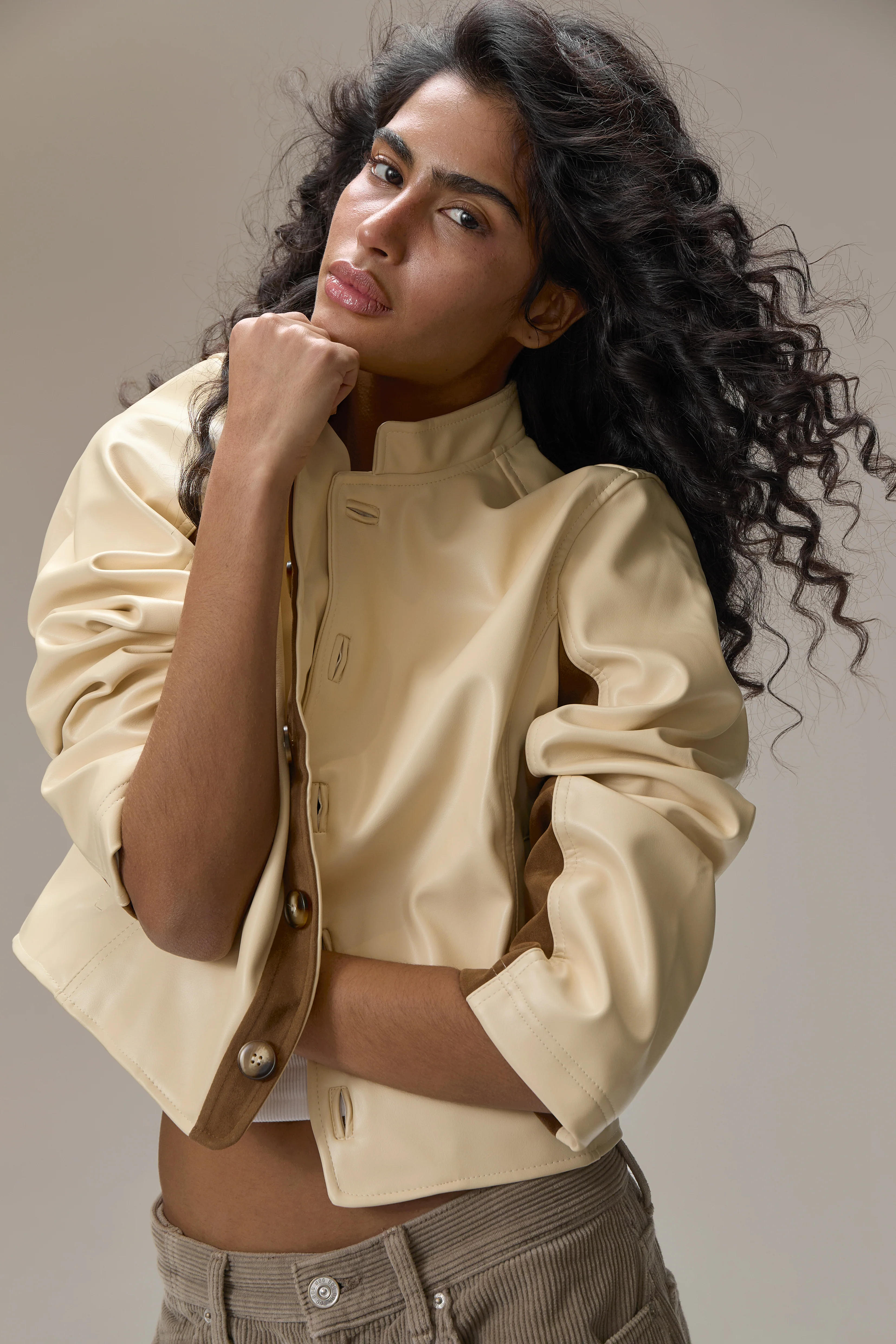 Benny Faux Leather Jacket in Yellow - Image 4