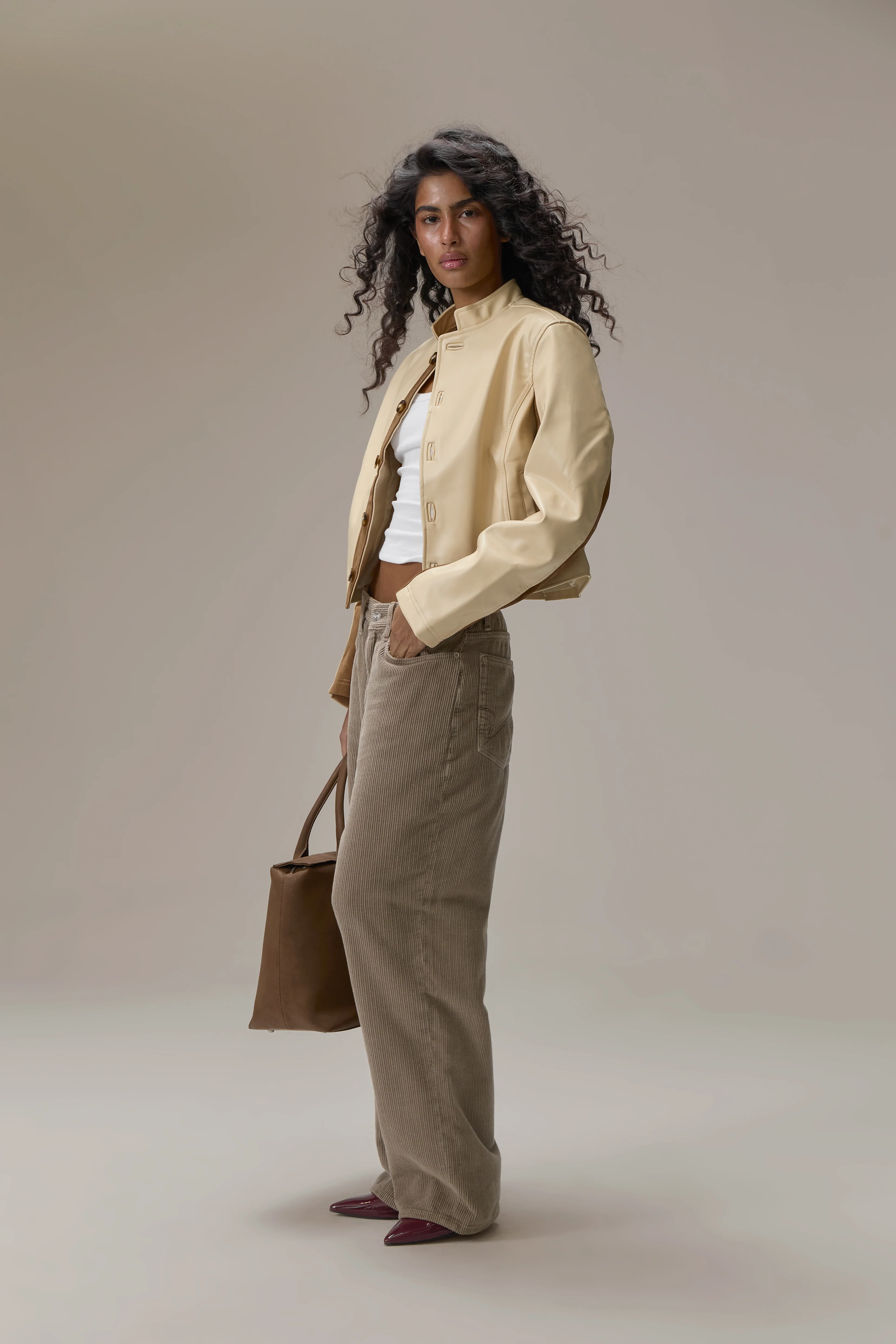 Benny Faux Leather Jacket in Yellow - Image 7