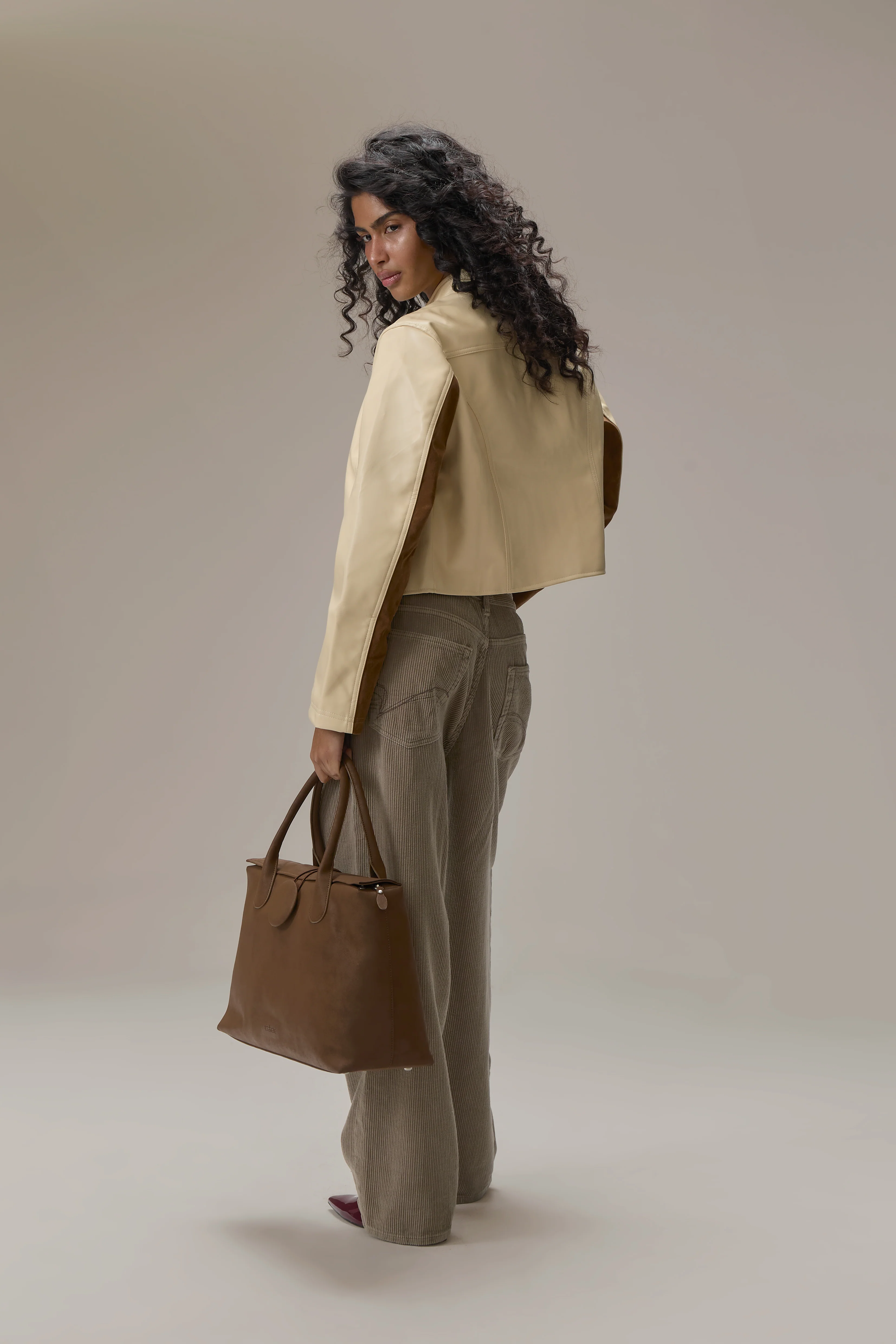 Benny Faux Leather Jacket in Yellow - Image 9