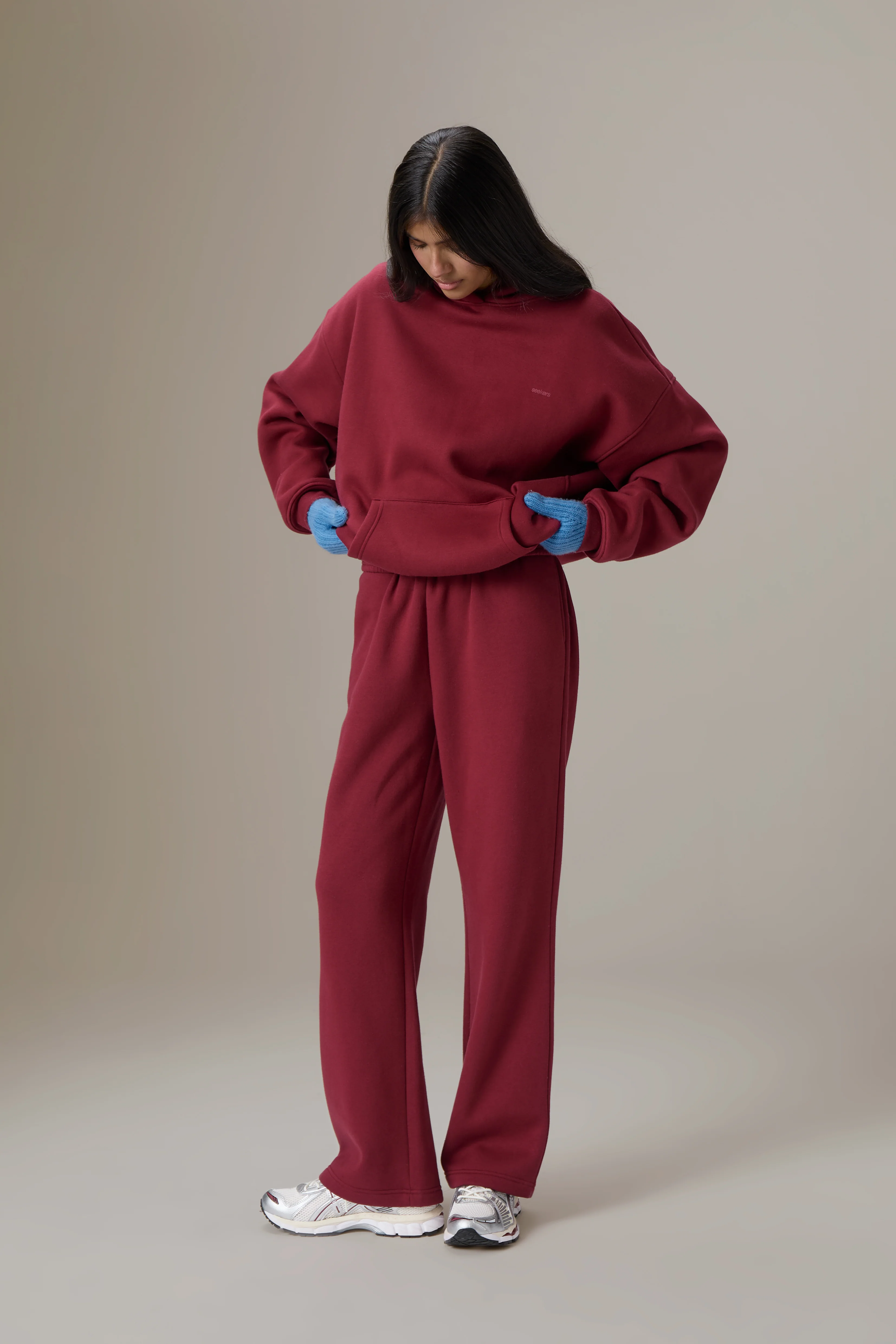 Seekers Classic Wide Leg Sweatpants in Burgundy - Image 6