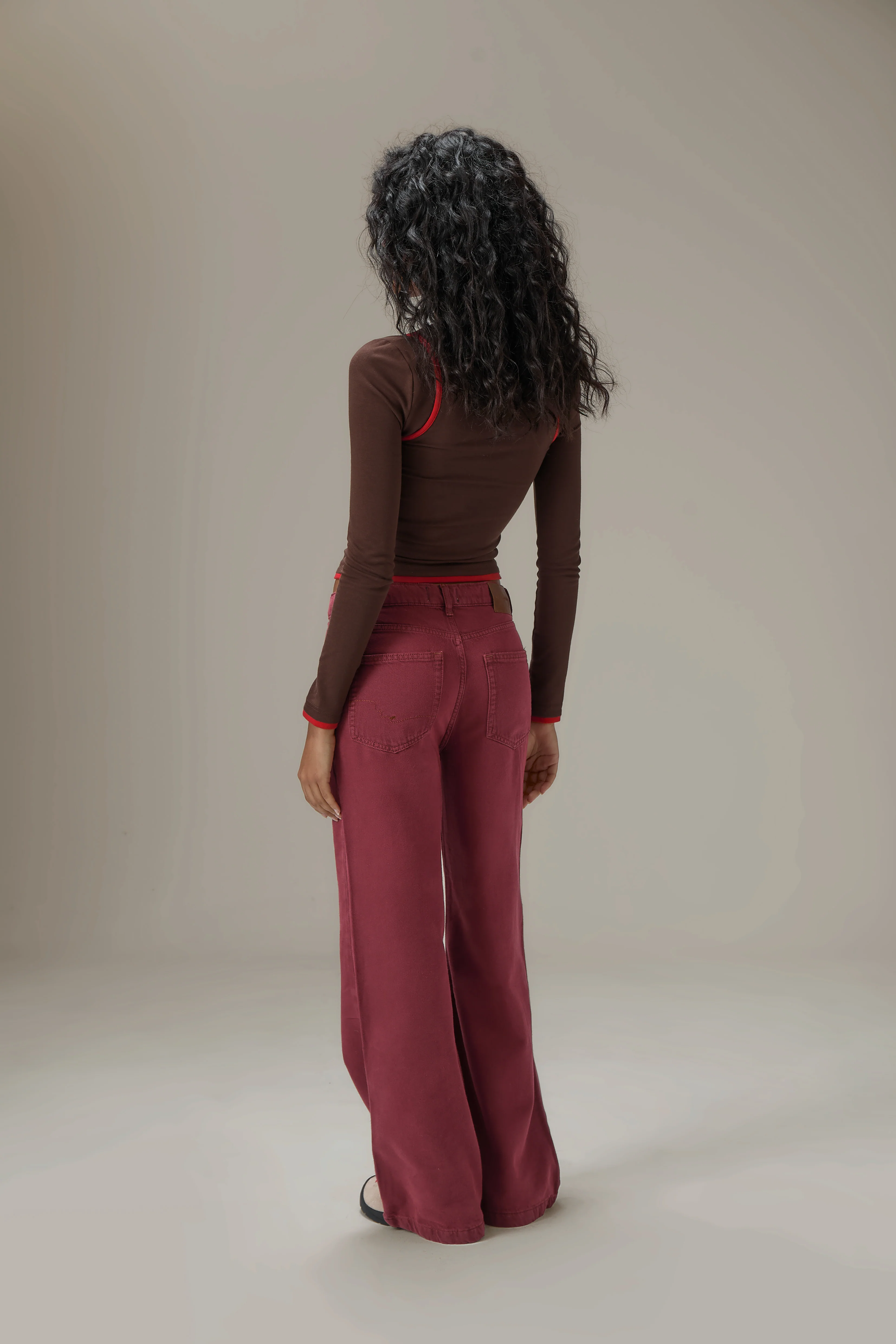 Huggie Layered Long Sleeve Top in Brown - Image 4