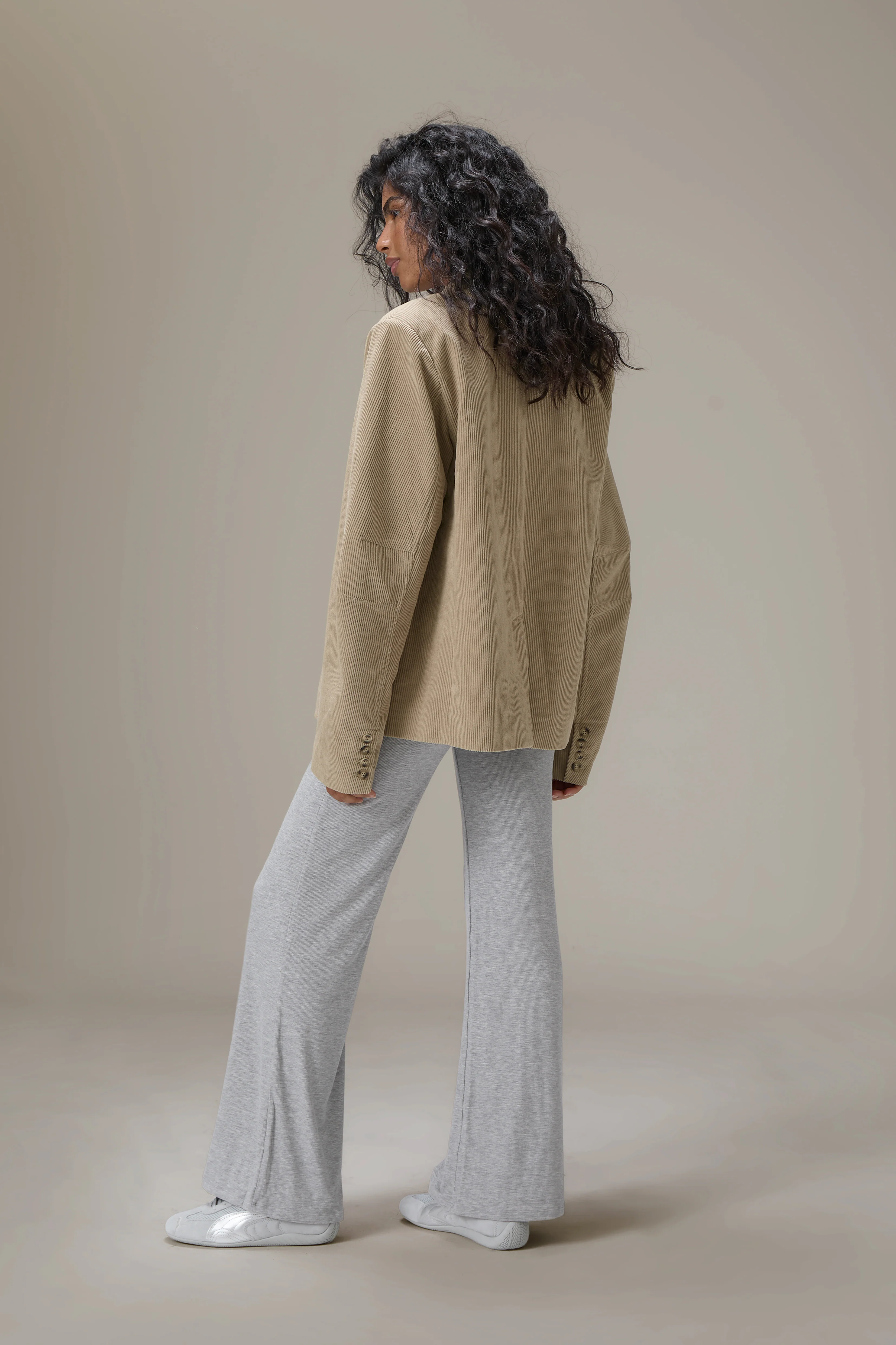 Malt Oversized Cord Blazer in Classic Beige - Image 7