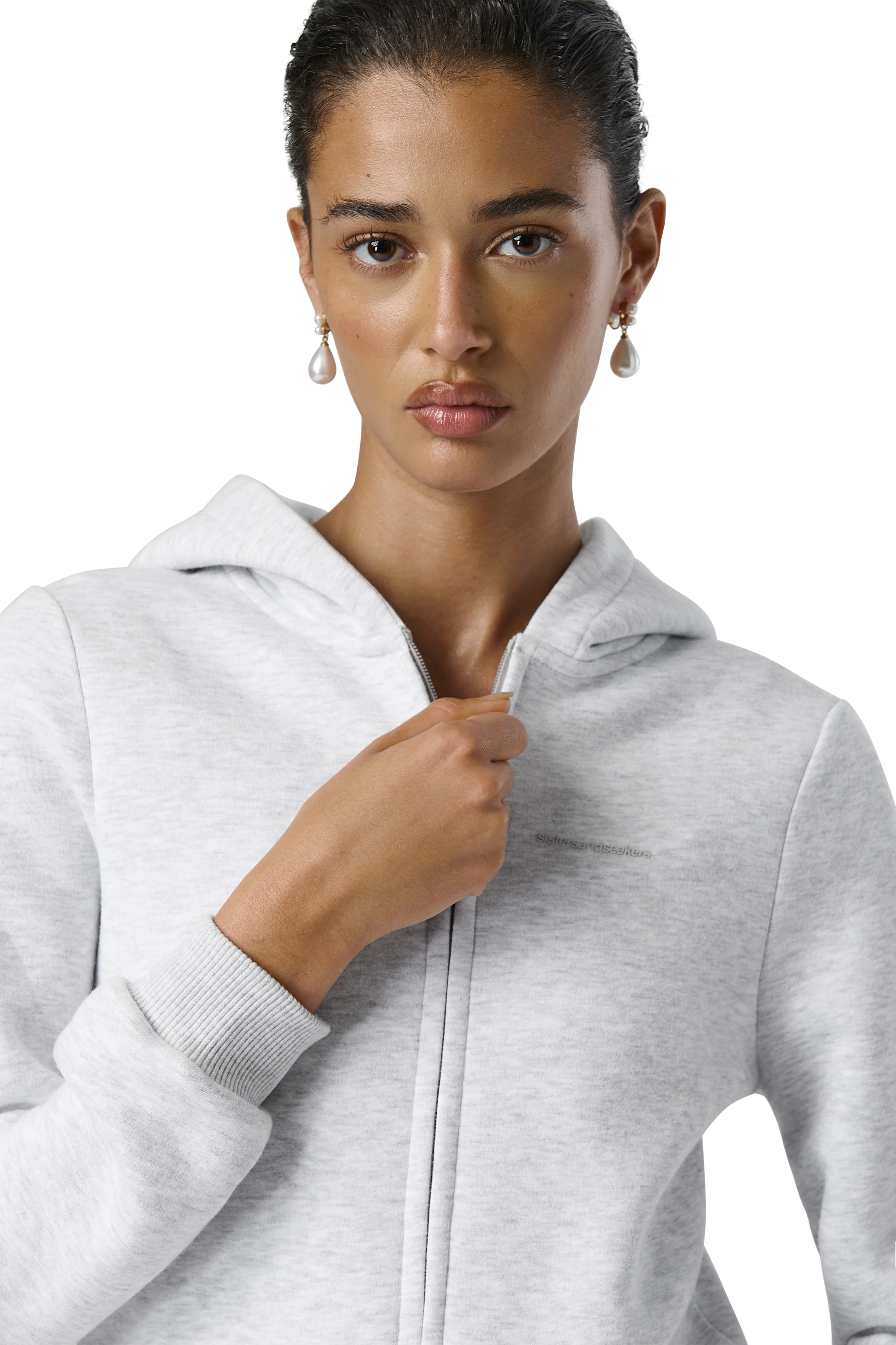 Fitted Zip up Hoodie in Passive - Image 5