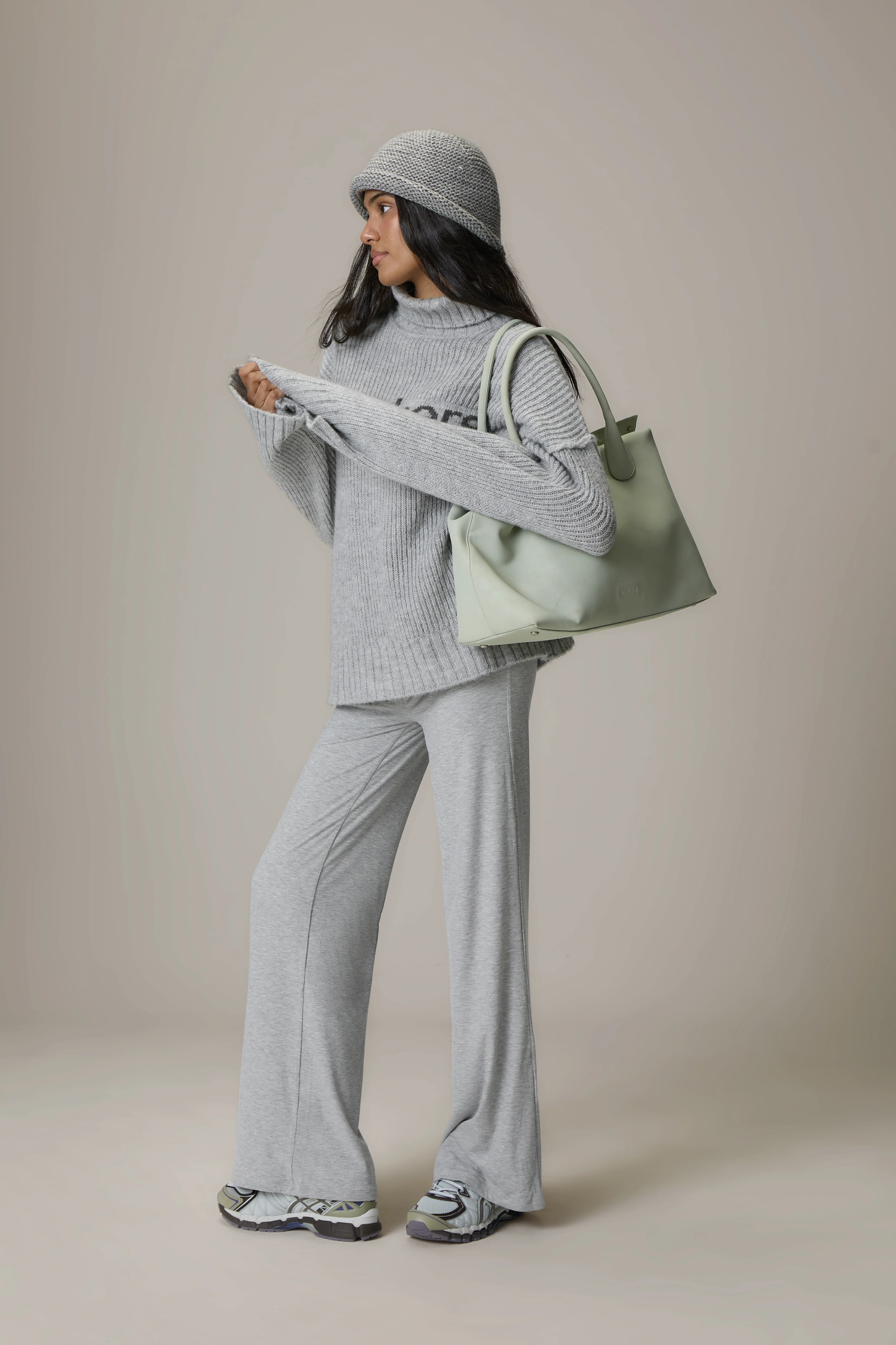 Misty Roll Neck Knit Jumper in Grey - Image 9