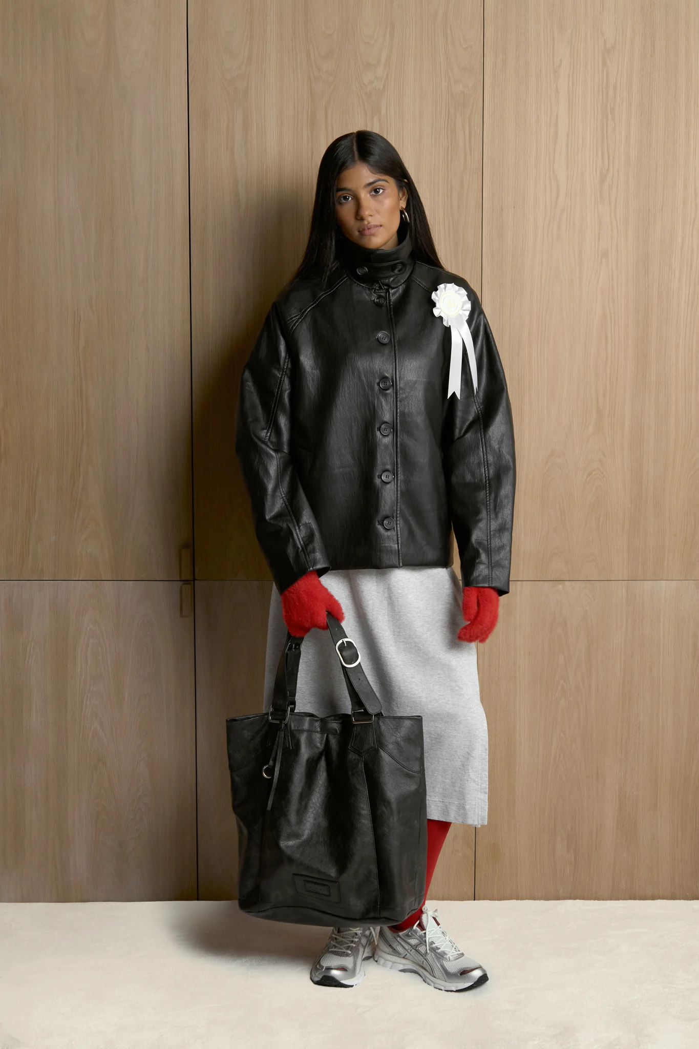 Hollies Classic Faux Leather Jacket in Black - Image 8