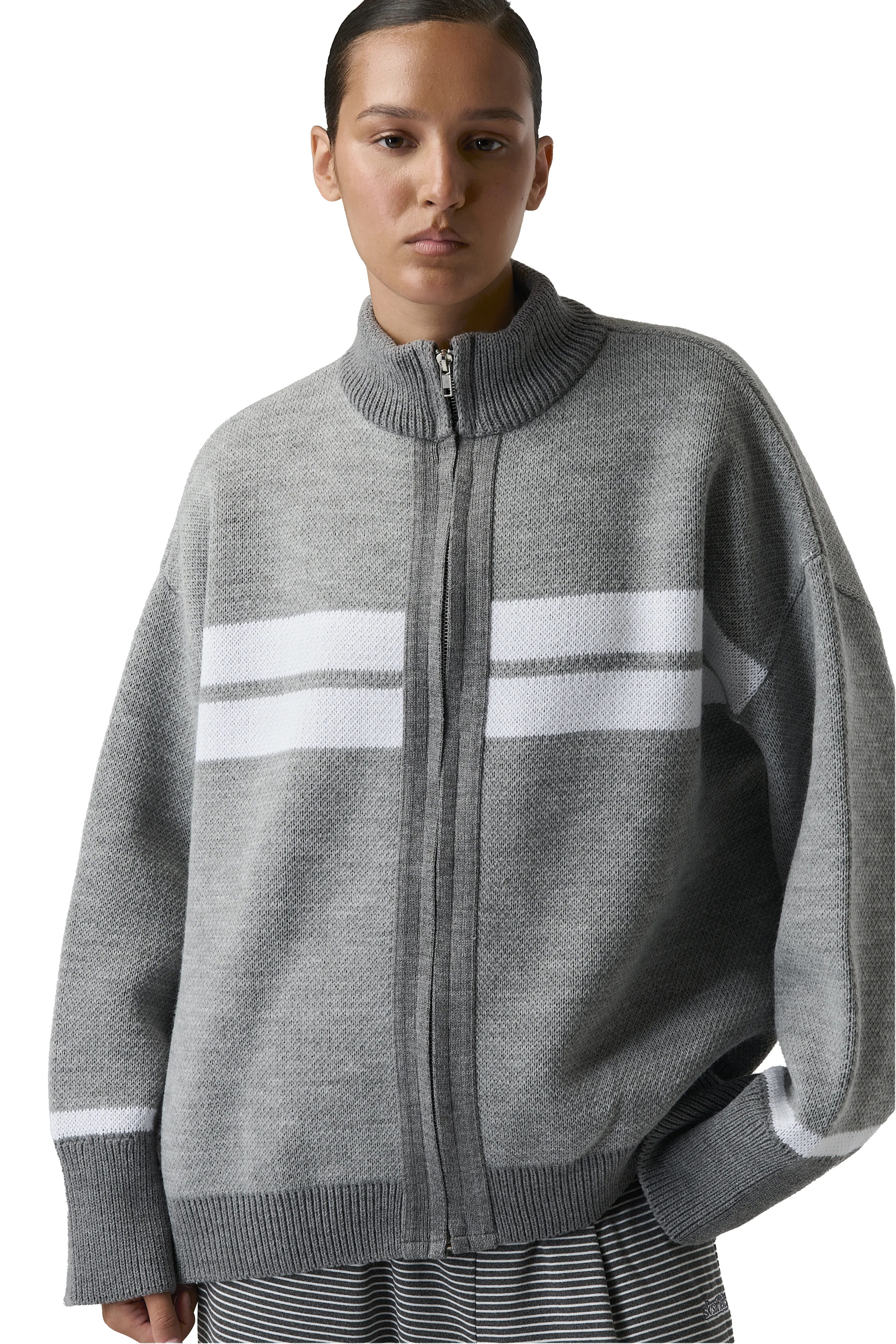 Muffle Knit Zip Up Cardigan - Image 3