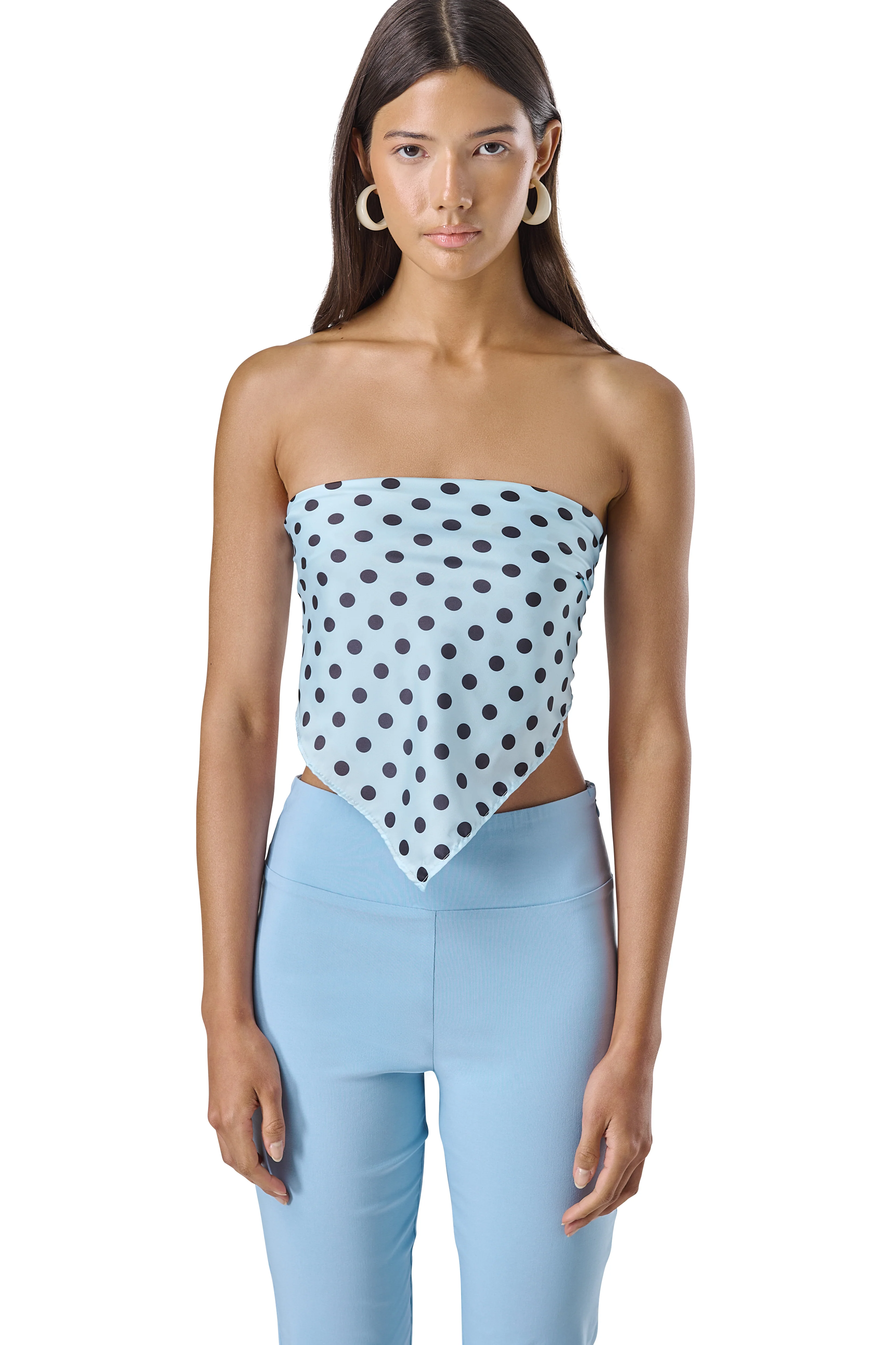 Polka Scarf in Powder Blue - Image 4
