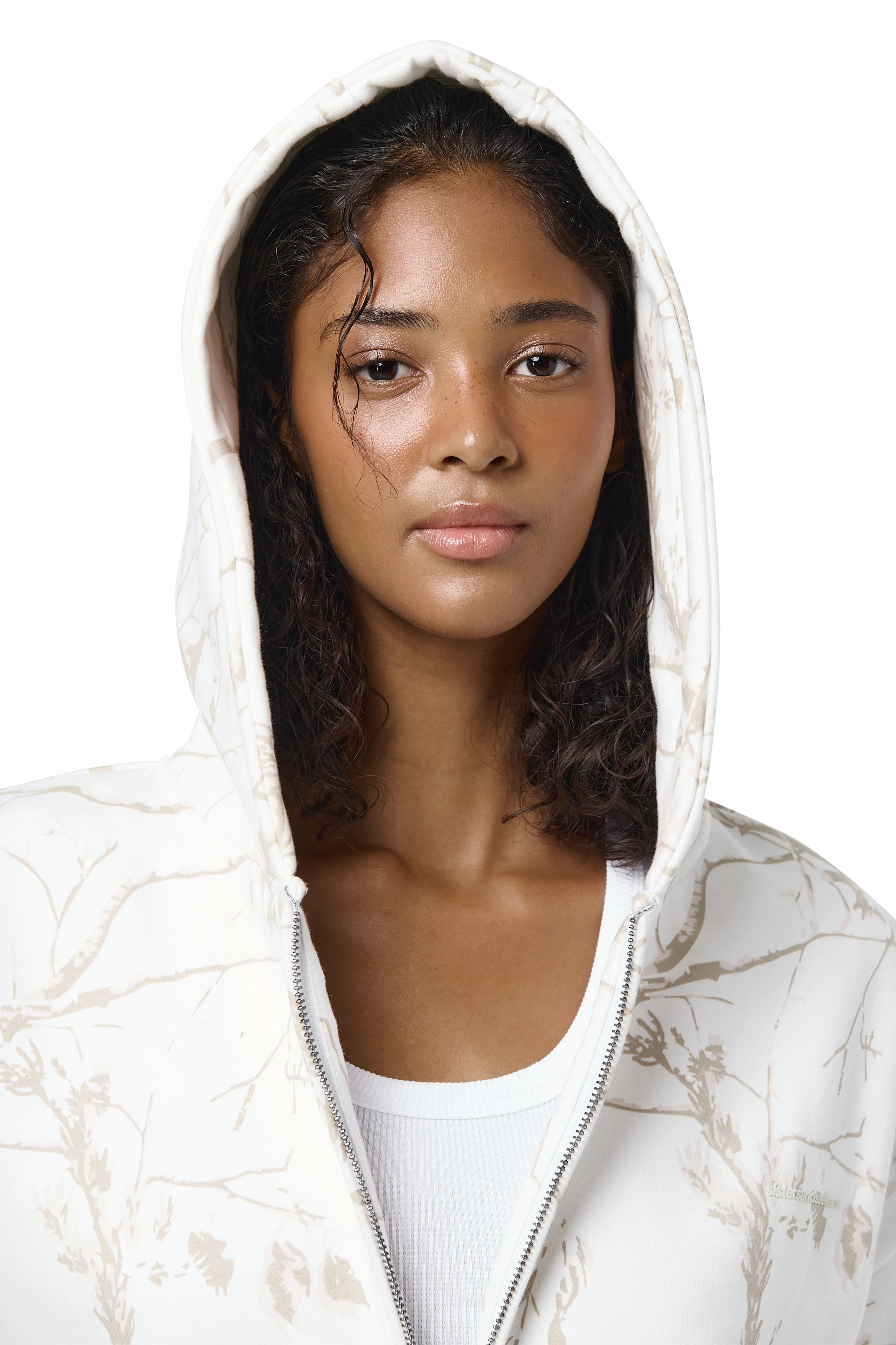 Ranch Shrunken Zip Up Hoodie in Milk - Image 7