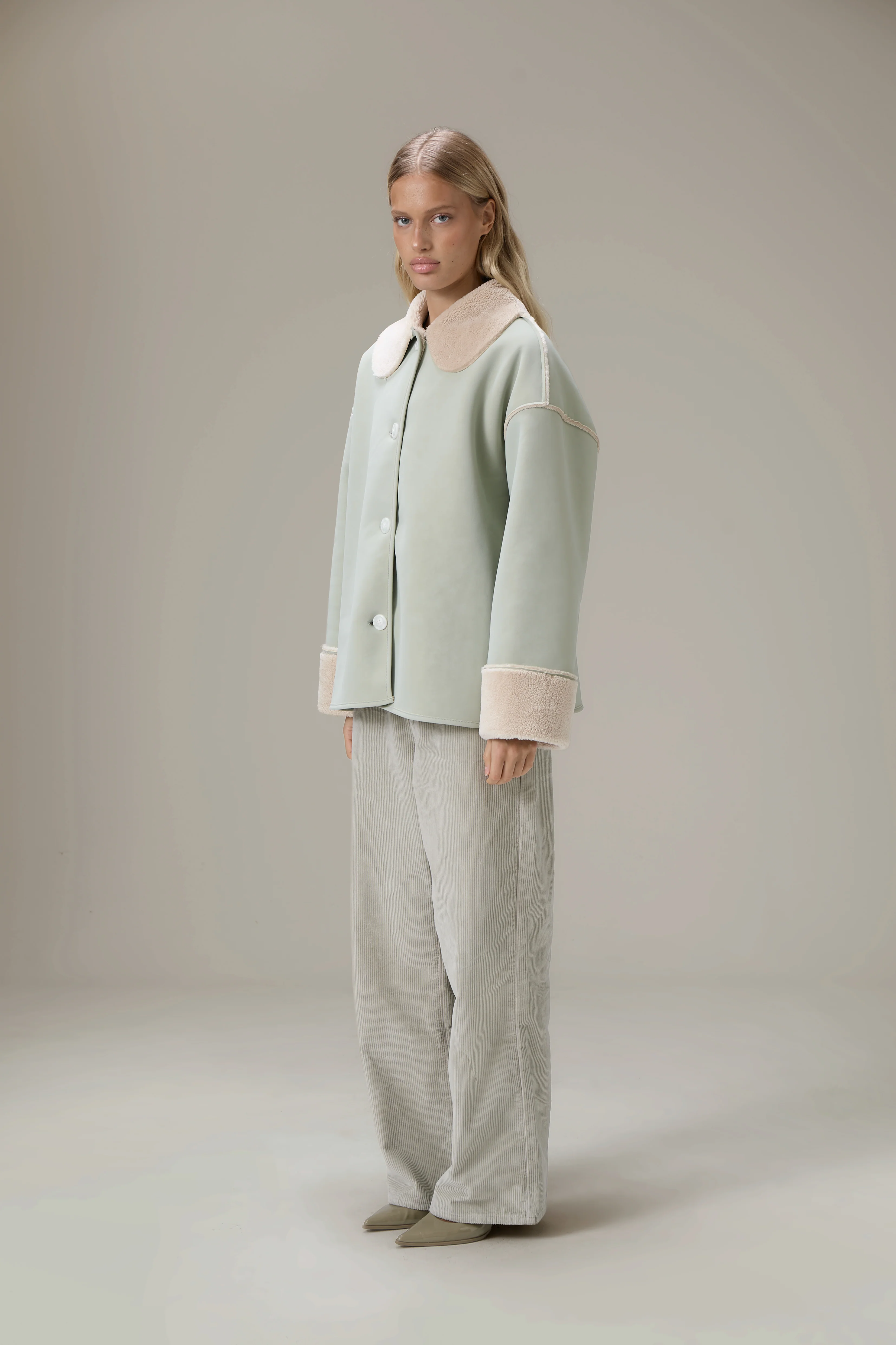 Tully Reversible Coat in Mint Foam - Image 4