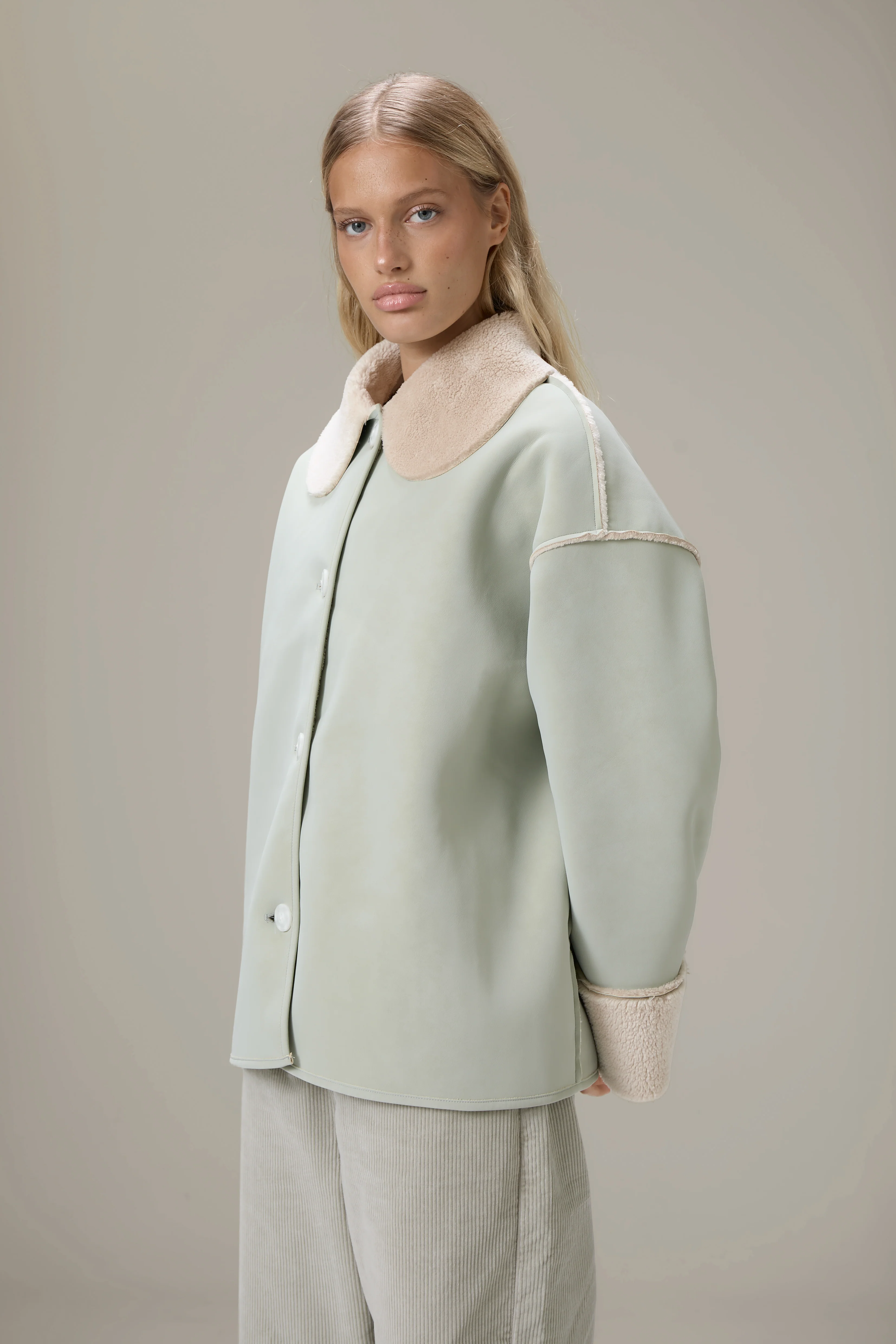 Tully Reversible Coat in Mint Foam - Image 6