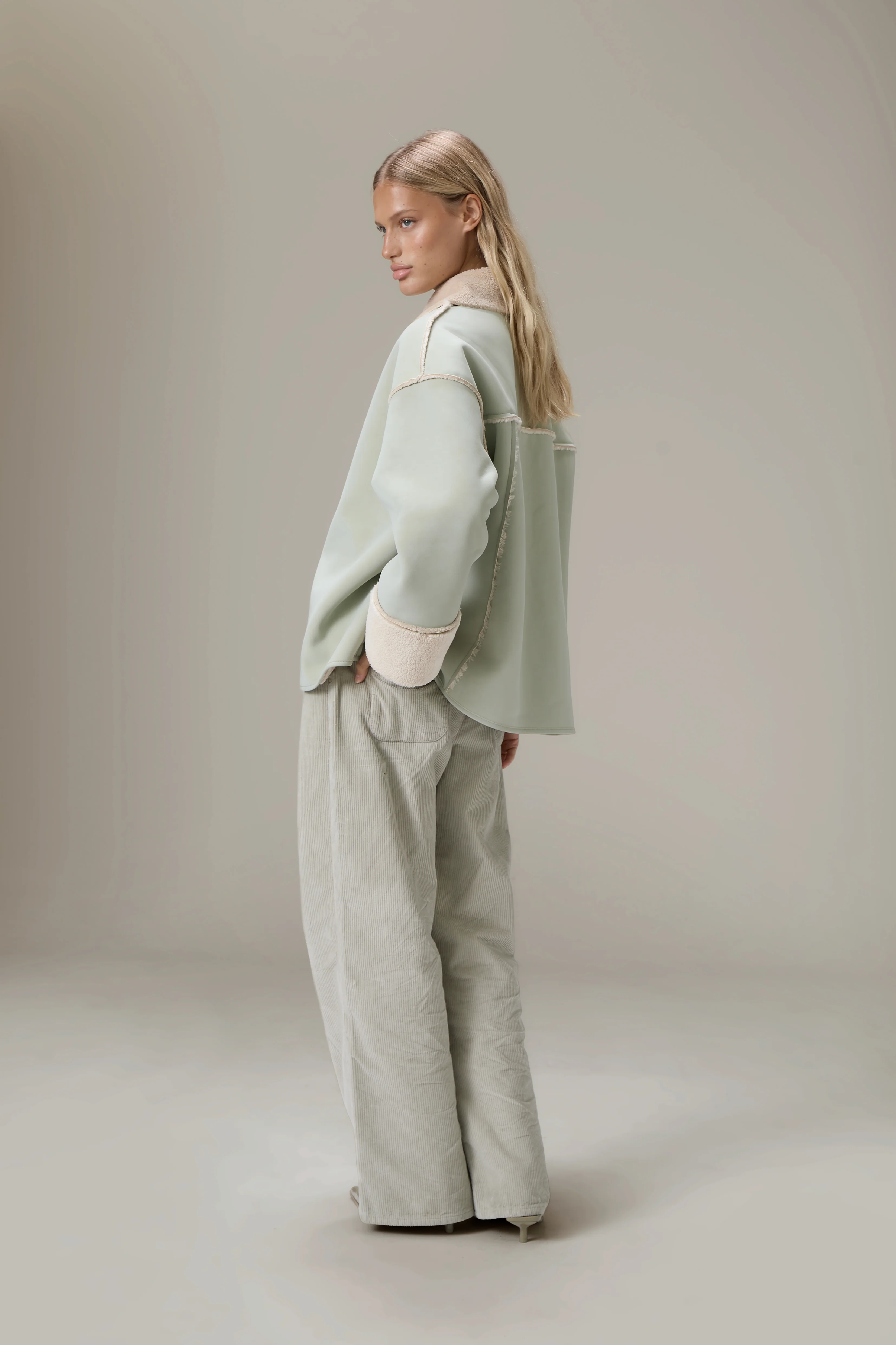 Tully Reversible Coat in Mint Foam - Image 9