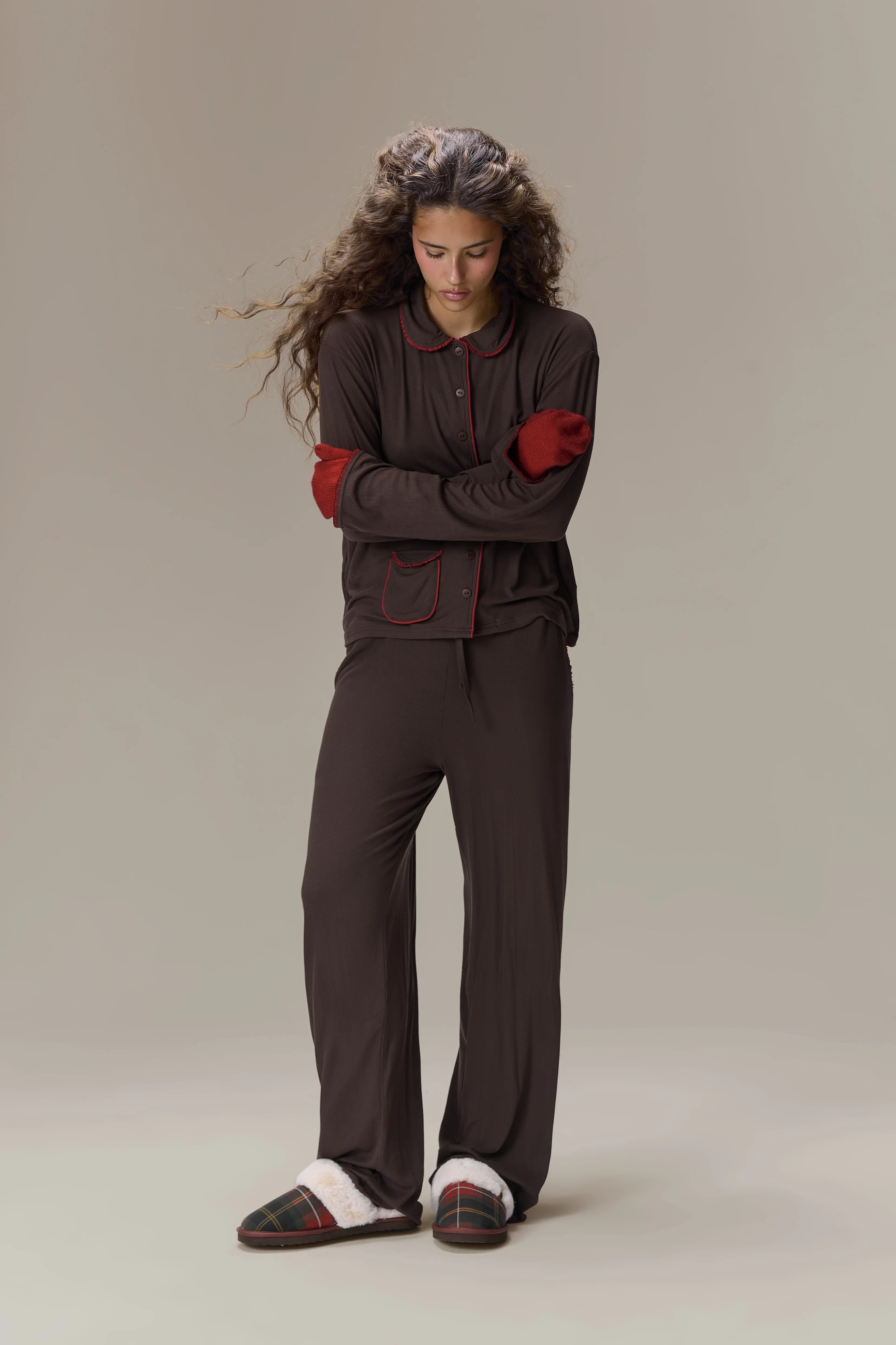 Seekers Sleepwear Modal Jersey Shirt in Brown - Image 3