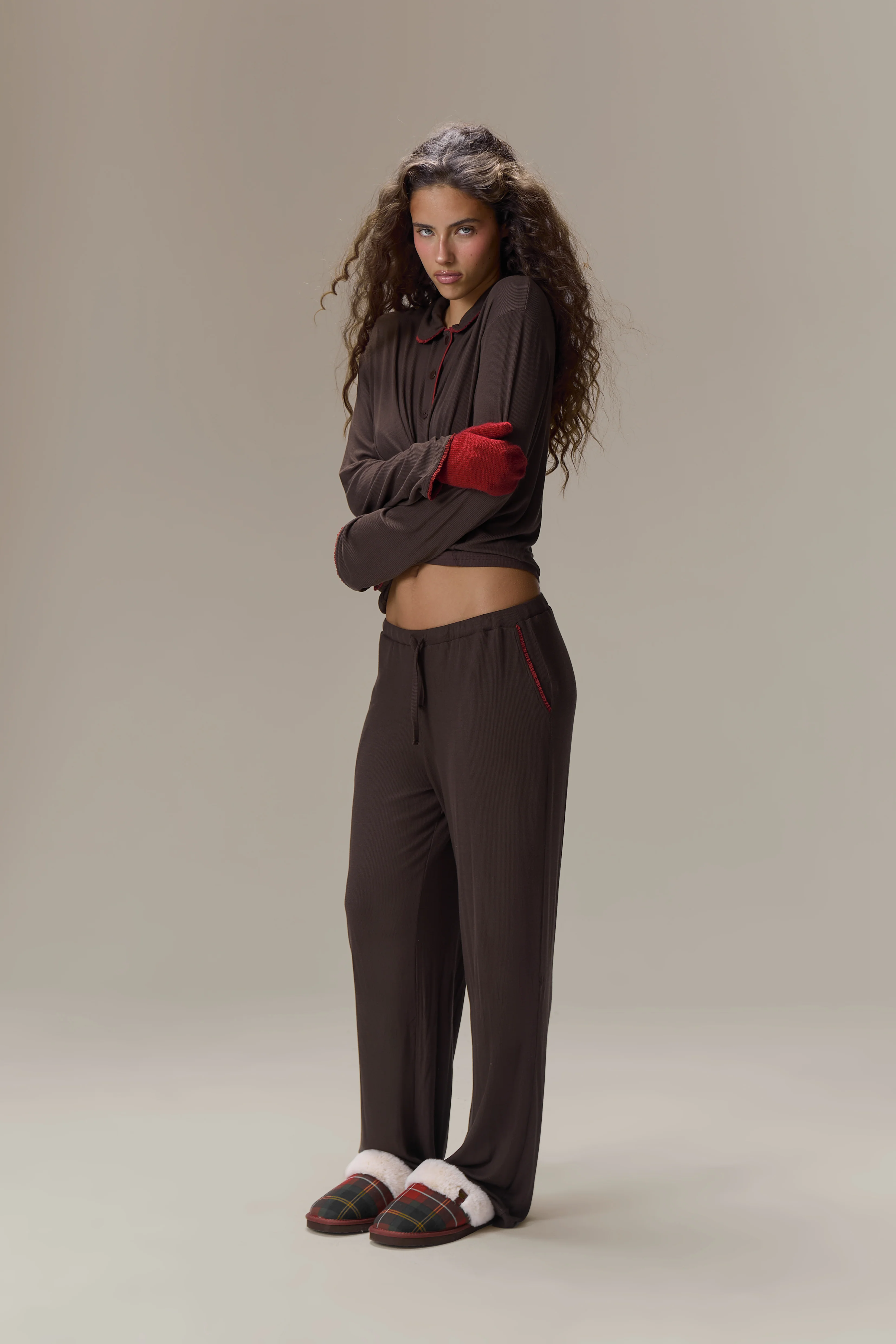 Seekers Sleepwear Modal Jersey Shirt in Brown - Image 8