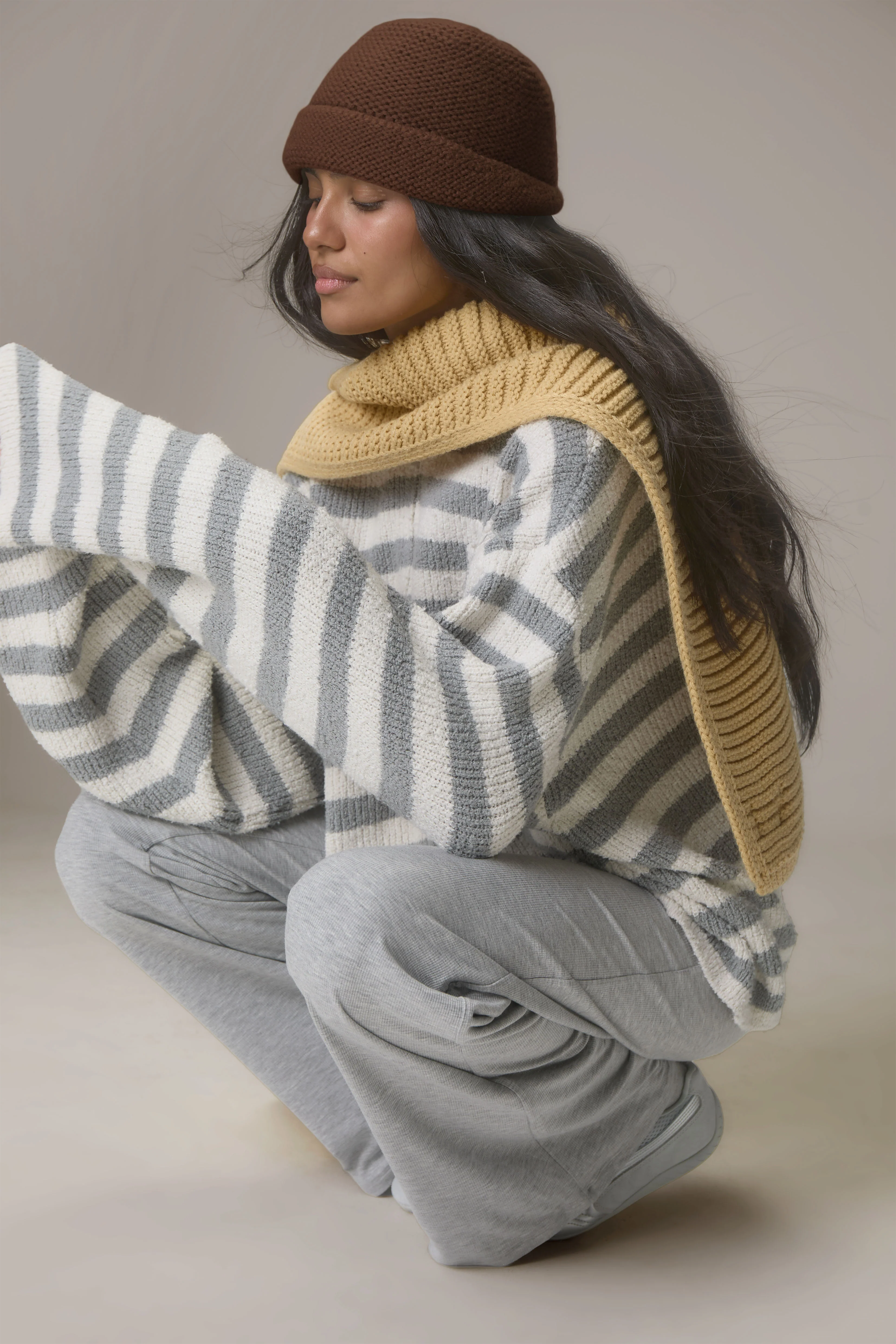 Kenny Knit Bucket Hat in Brown - Image 3