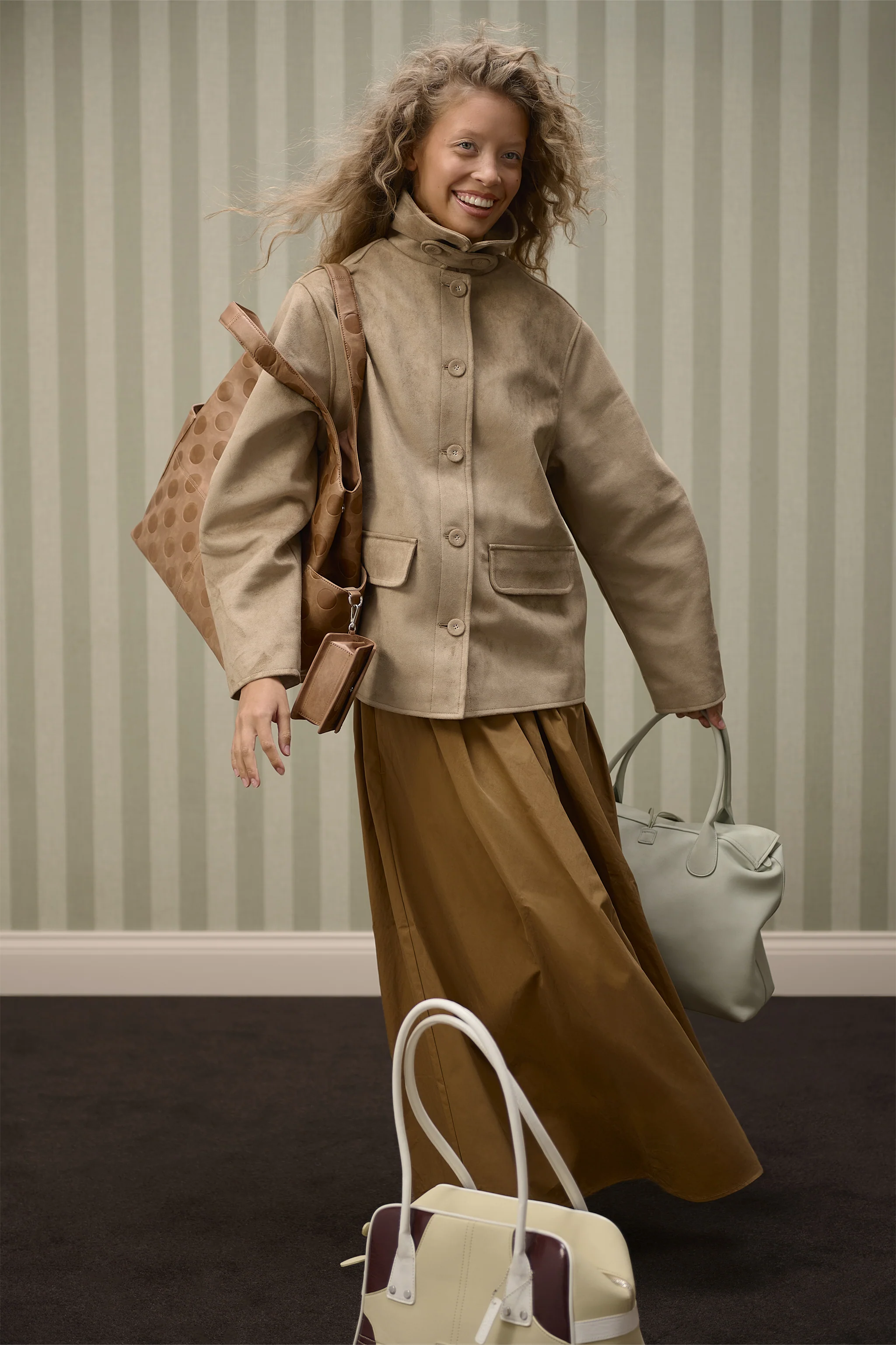 Elmer Faux Suede Button Jacket in Tan - Image 6