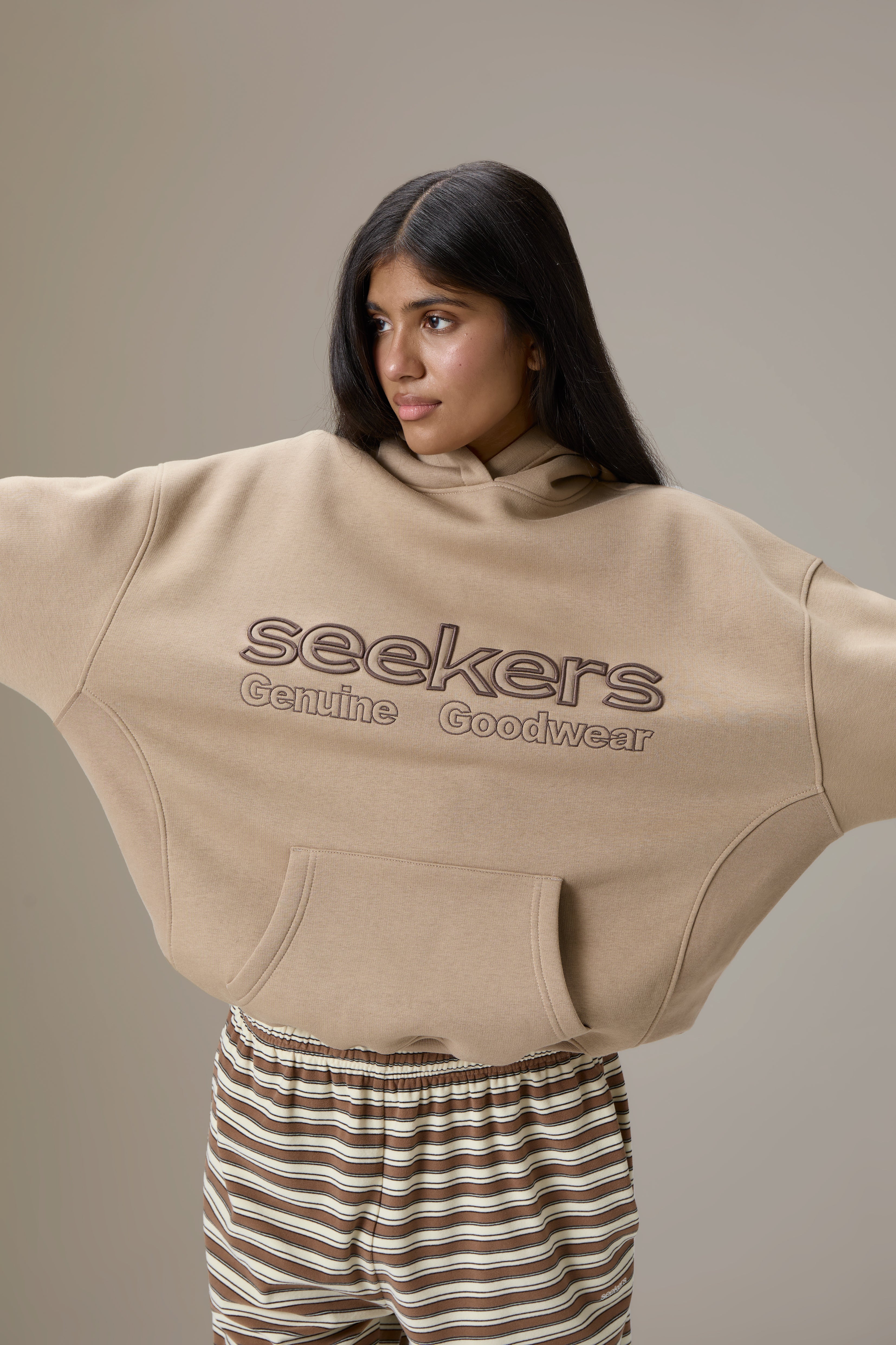 Seekers Goodwear Hoodie in Teddy Beige - Image 4